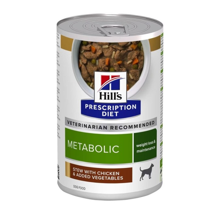 Hill's Prescription Diet Canine Metabolic estofat amb sabor a pollastre i verdures (llauna) 354g