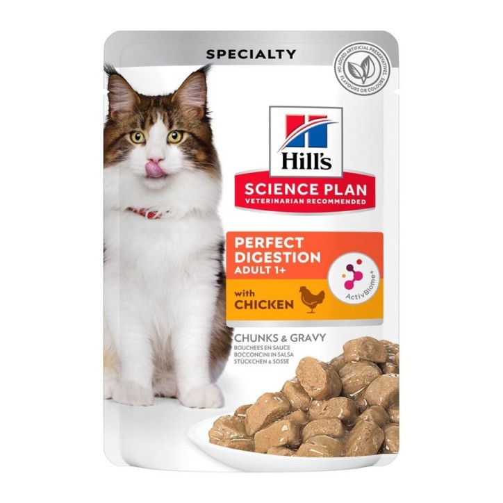Hill's Science Plan Feline Adult Perfect Digestion pollastre (bossetes) 12x85g