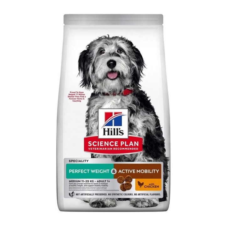 Hill's Science Plan Canine Adult Perfect Weight & Active Mobility Medium pollastre 12kg
