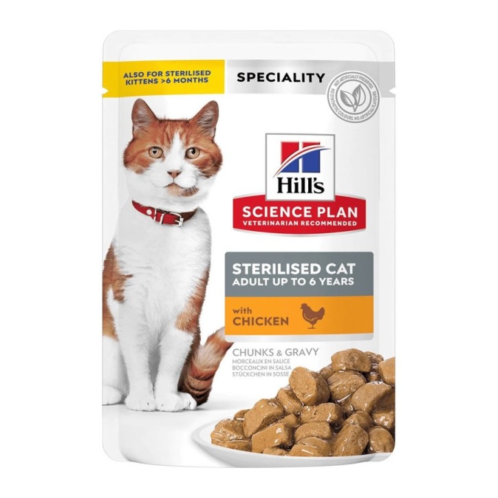Hill's Science Plan Feline Sterilised pollastre (bossetes) 12x85g