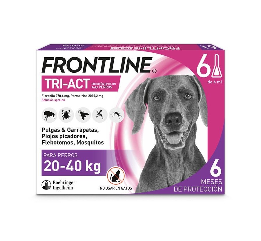 Frontline Tri-Act 6 Pipetes gossos 20-40Kg