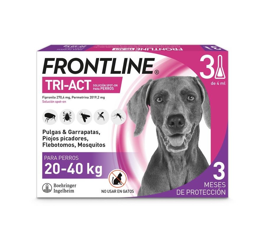 Frontline Tri-Act 3 Pipetes gossos 20-40Kg