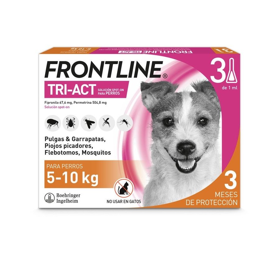 Frontline Tri-Act 3 Pipetes gossos 5-10Kg