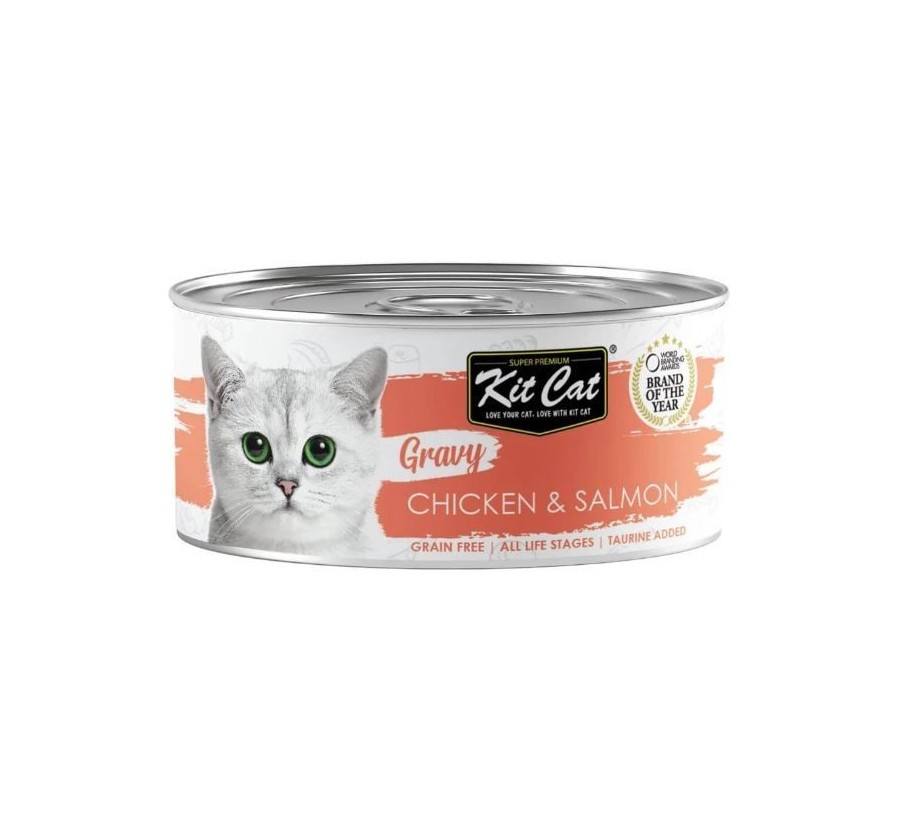 Kit Cat Llauna Gravy - Pollastre i salmó 70g
