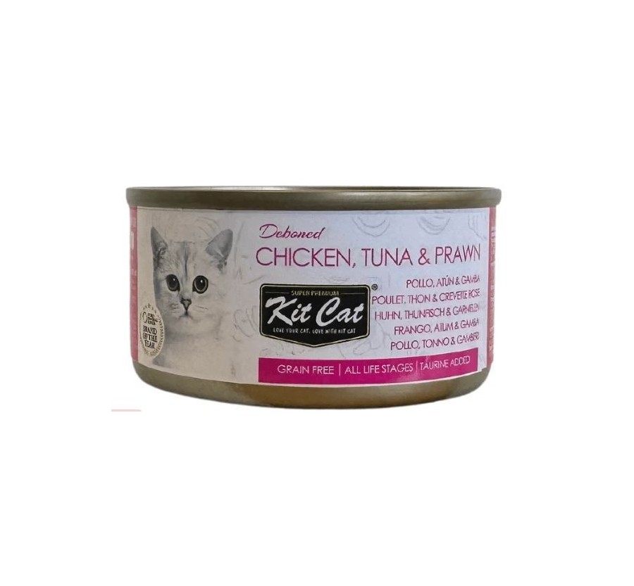 Kit Cat Llauna Toppers - Pollastre, tonyina i gamba 80g