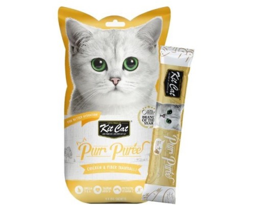 Kit Cat PurrPuree - Pollastre i fibra (boles de pèl) 60g