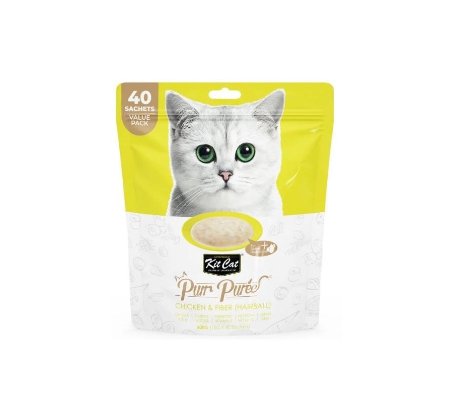 Kit Cat PurrPuree ValuePack - Pollastre i fibra (boles de pèl) 40x15g