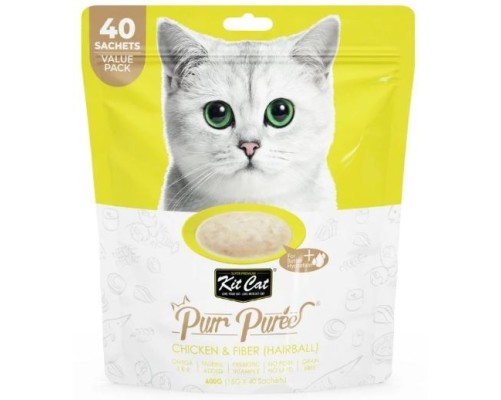 Kit Cat PurrPuree ValuePack - Pollastre i fibra (boles de pèl) 40x15g