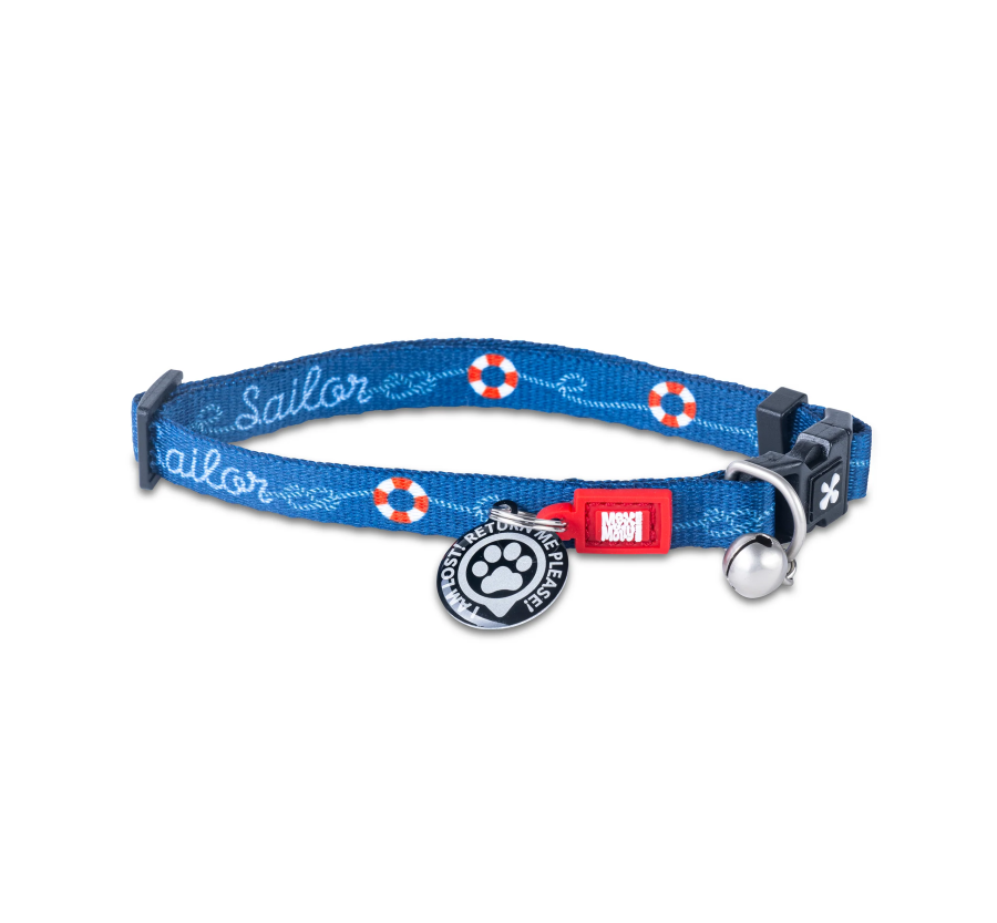 M&M Smart ID Cat Collar - Sailor/1 Size
