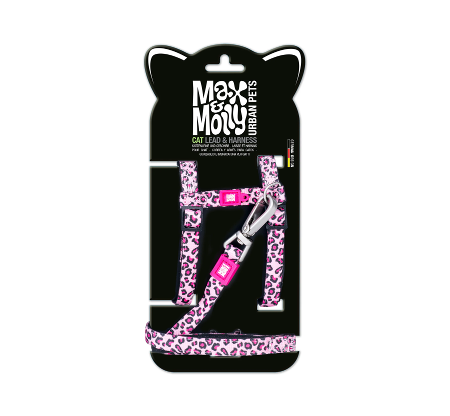 M&M Cat Harness/Leash Set - Leopard Pink/1 Size