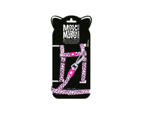 M&M Cat Harness/Leash Set - Leopard Pink/1 Size