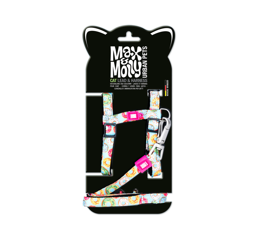 M&M Cat Harness/Leash Set - Donuts/1 Size