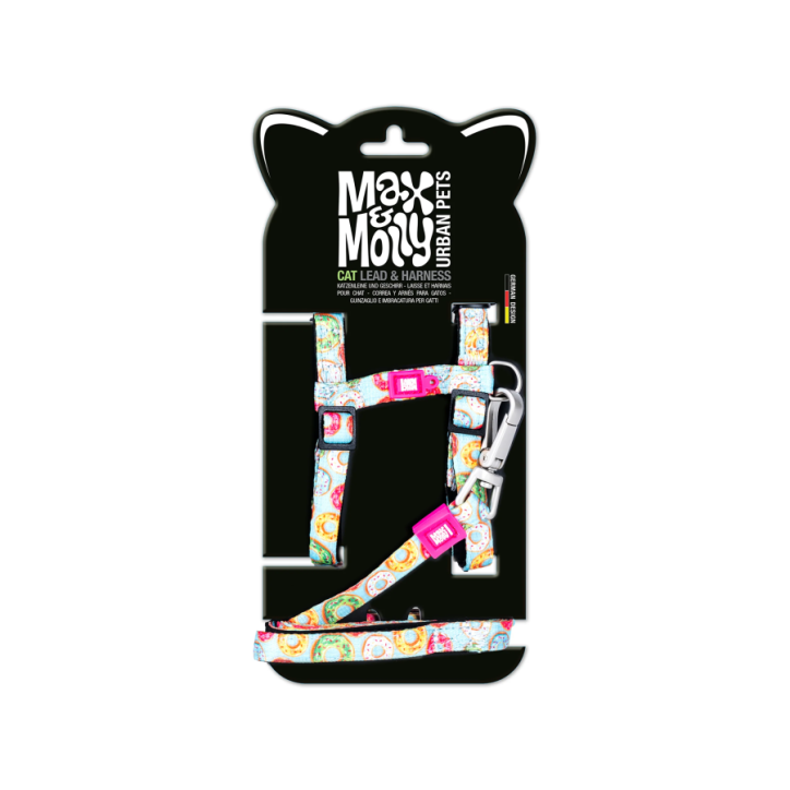 M&M Cat Harness/Leash Set - Donuts/1 Size