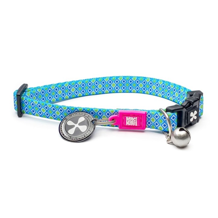 M&M Smart ID Cat Collar - Retro Blue/1 size