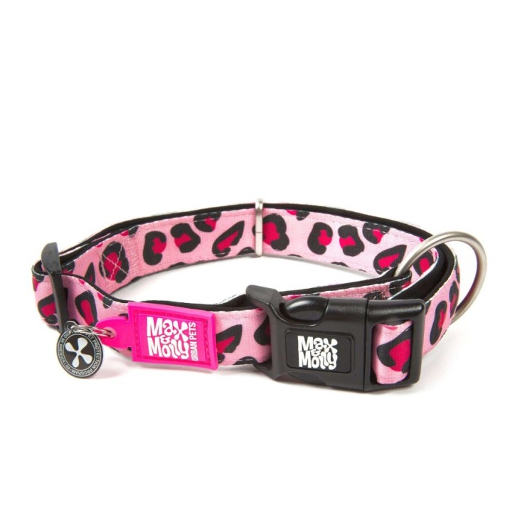 M&M Smart ID Collar - Leopard Pink/M