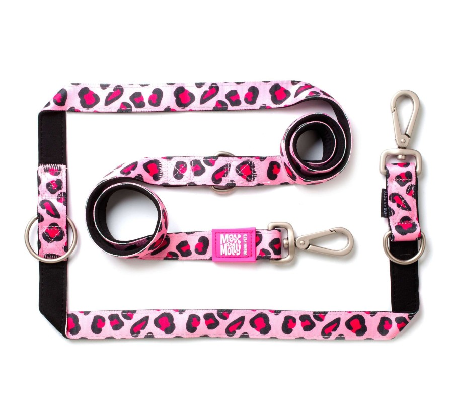 M&M Multi-Function Leash - Leopard Pink/L