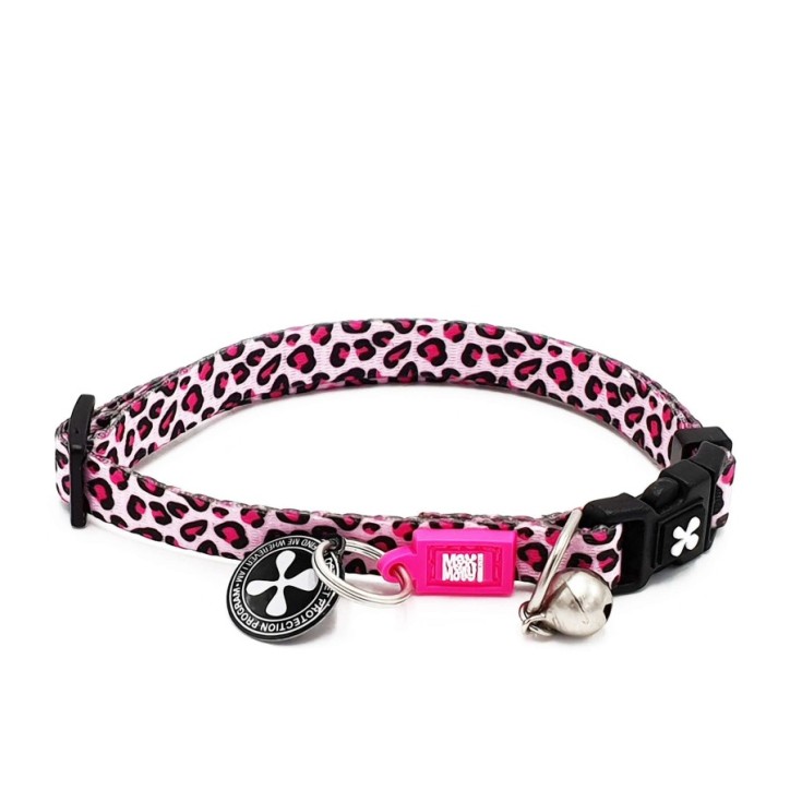 M&M Smart ID Cat Collar - Leopard Pink/1 size