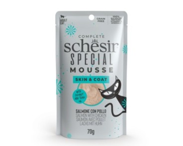 Schesir Funcionals Grain Free Sobre Especial Mousse Pell i Pelatge Salmó amb Pollastre 70 g