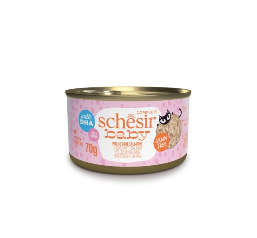 Schesir Llaunes de Cachorros Filets de Pollastre amb Salmó 70 g