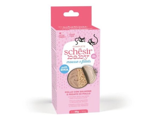 Schesir Llaunes de Cachorros Mousse amb Filets de Pollastre amb Salmó 70 g