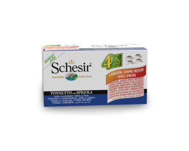 Schesir Llaunes Gos de Tonyina amb Llobarro Multipack 4U 85 g 4 6 X 4