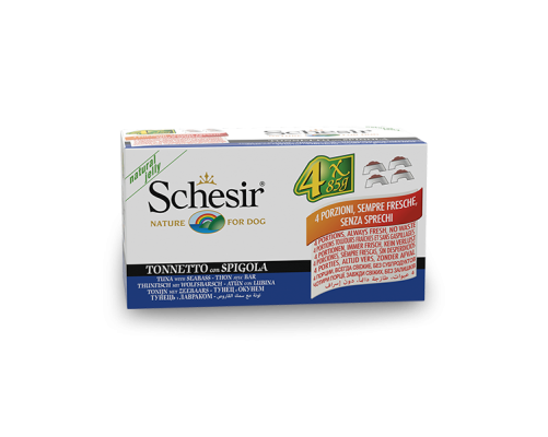 Schesir Llaunes Gos de Tonyina amb Llobarro Multipack 4U 85 g 4 6 X 4