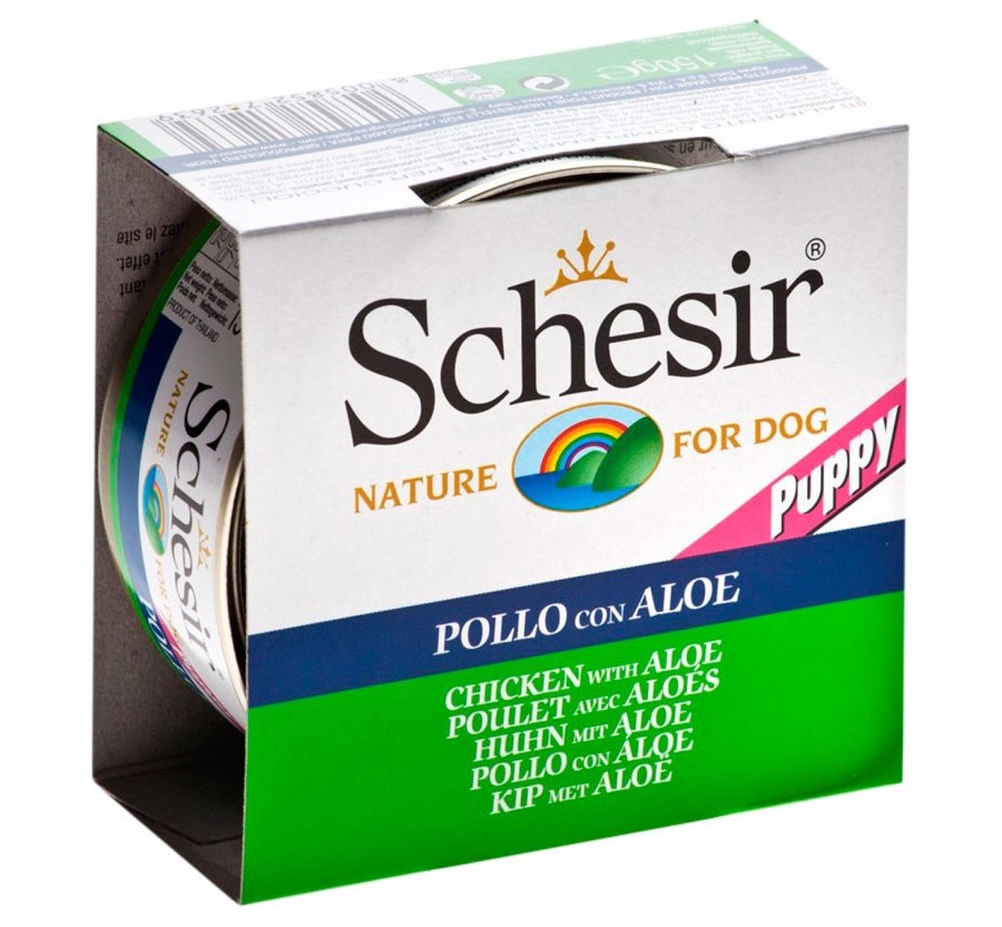 Schesir Llaunes Gos de Filets de Pollastre amb Aloe per a Cadells 150 g