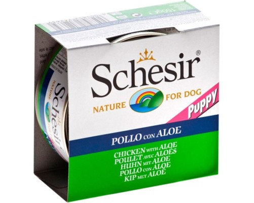 Schesir Llaunes Gos de Filets de Pollastre amb Aloe per a Cadells 150 g
