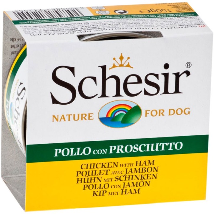Schesir Llaunes Gos de Filets de Pollastre amb Pernil 150 g