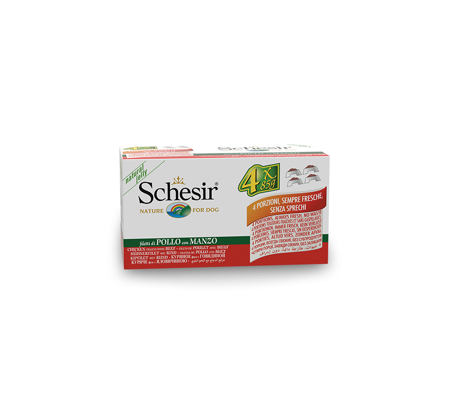 Schesir Llaunes Gos de Pollastre amb Bou Multipack 4U 85 g 4 6 X 4