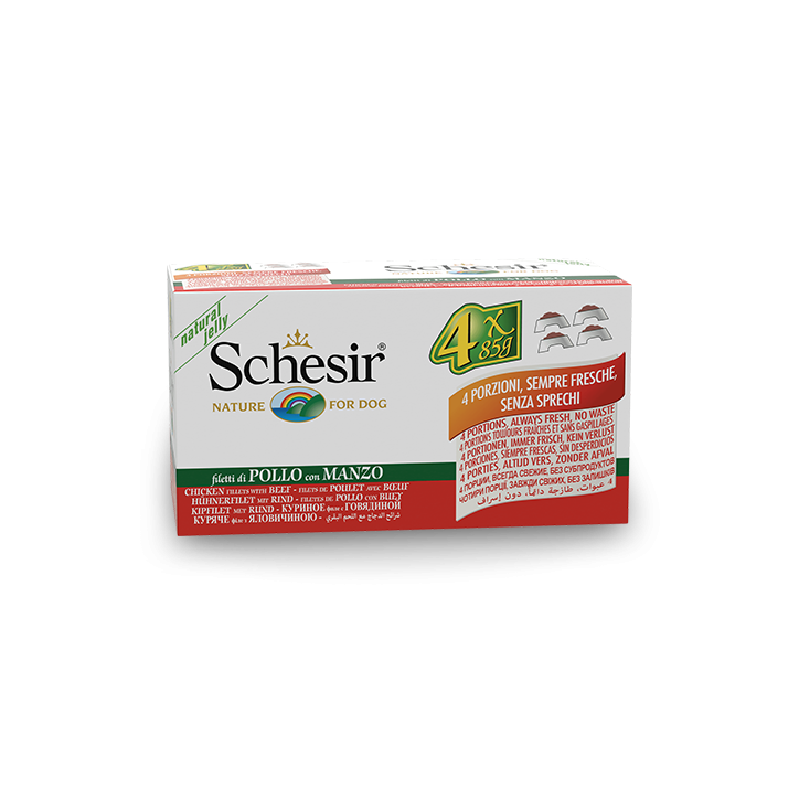 Schesir Llaunes Gos de Pollastre amb Bou Multipack 4U 85 g 4 6 X 4