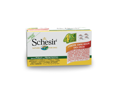 Schesir Llaunes Gos de Pollastre amb Pernil Multipack 4U 85 g 4 6 X 4