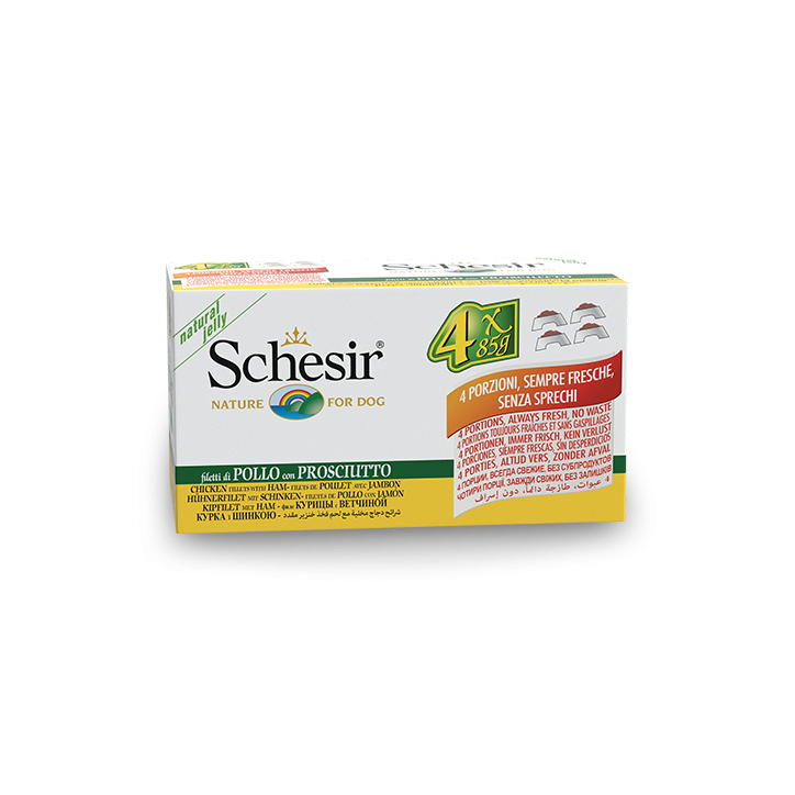 Schesir Llaunes Gos de Pollastre amb Pernil Multipack 4U 85 g 4 6 X 4
