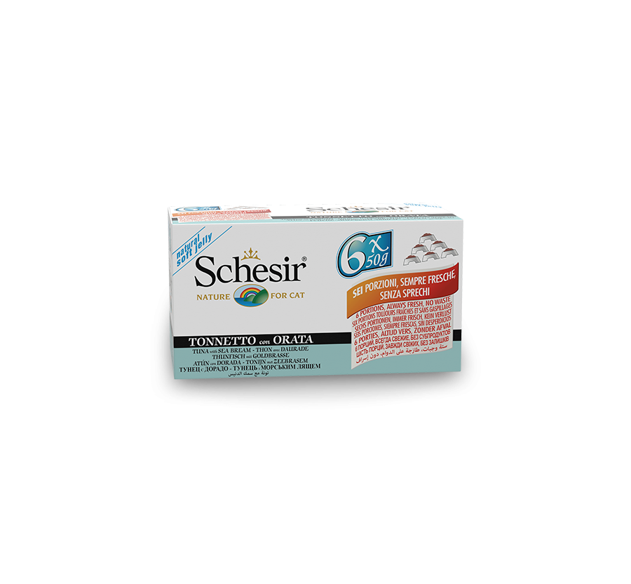 Schesir Llaunes Gat de Tonyina amb Orada Multipack 6Ux50 g 6 8 X 6