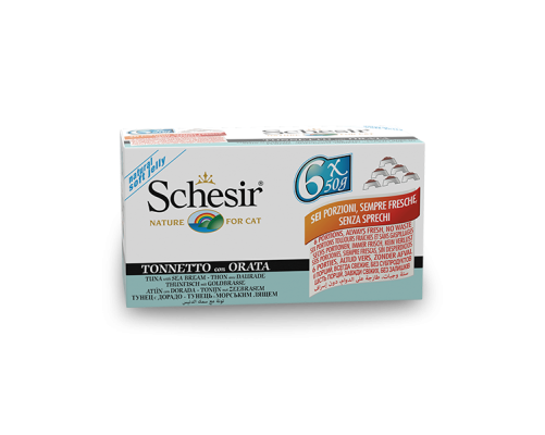 Schesir Llaunes Gat de Tonyina amb Orada Multipack 6Ux50 g 6 8 X 6
