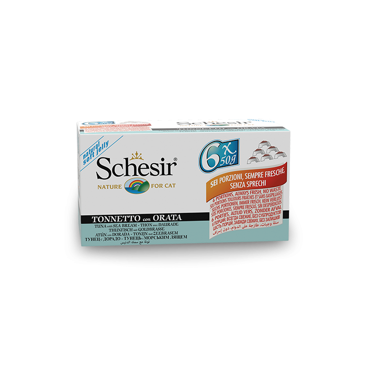 Schesir Llaunes Gat de Tonyina amb Orada Multipack 6Ux50 g 6 8 X 6