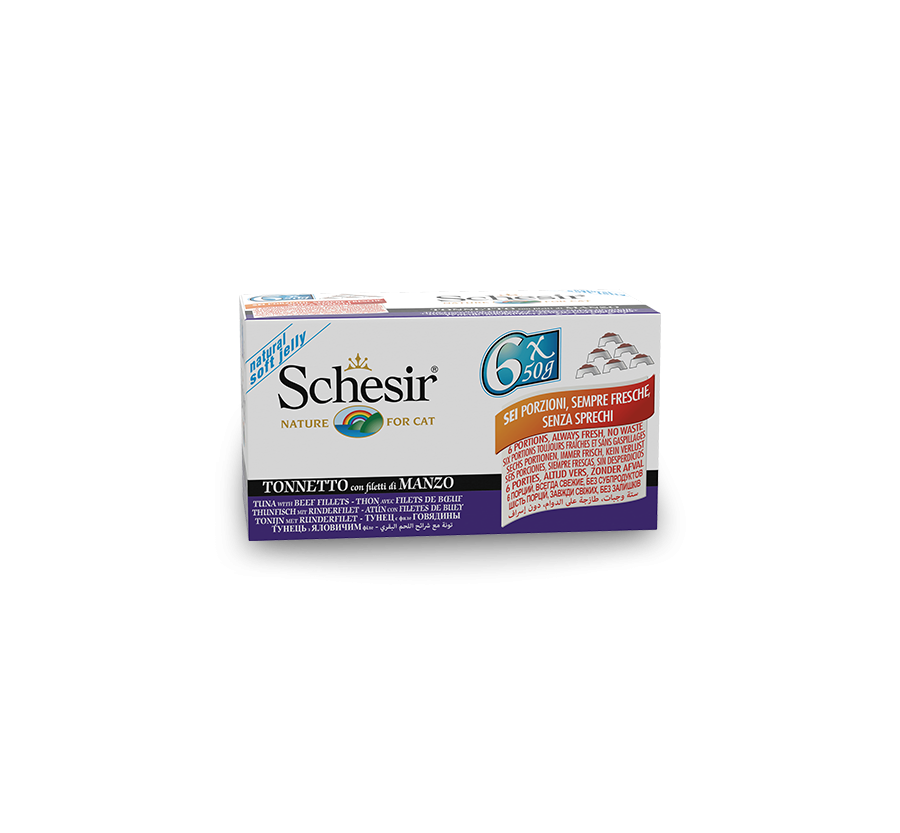 Schesir Llaunes Gat de Tonyina amb Filets de Bou Multipack 6Ux50 g 6 8 X 6