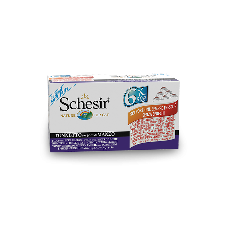Schesir Llaunes Gat de Tonyina amb Filets de Bou Multipack 6Ux50 g 6 8 X 6