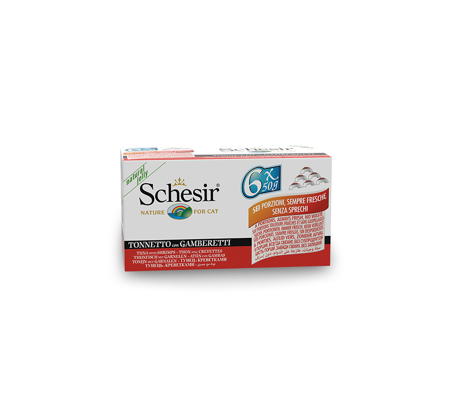 Schesir Llaunes Gat de Tonyina amb Gambes Multipack 6Ux50 g 6 8 X 6