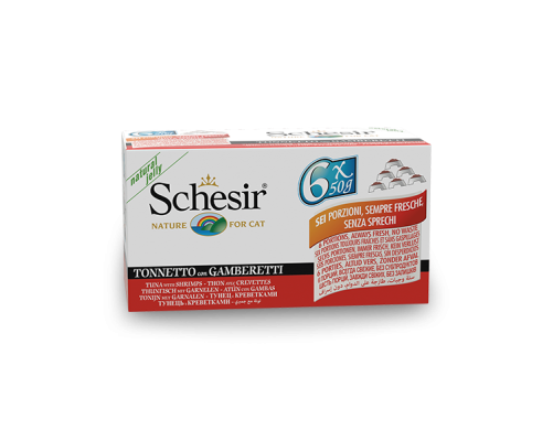 Schesir Llaunes Gat de Tonyina amb Gambes Multipack 6Ux50 g 6 8 X 6