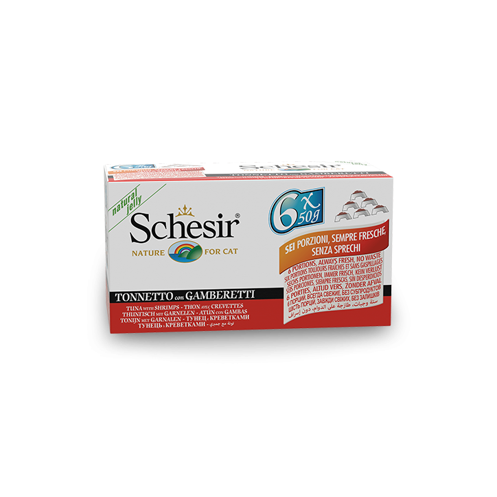Schesir Llaunes Gat de Tonyina amb Gambes Multipack 6Ux50 g 6 8 X 6