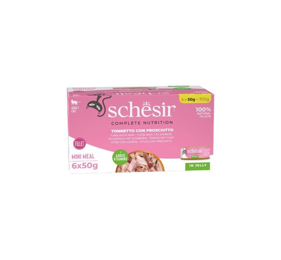 Schesir Llaunes Gat de Tonyina amb Pernil Multipack 6Ux50 g 6 8 X 6