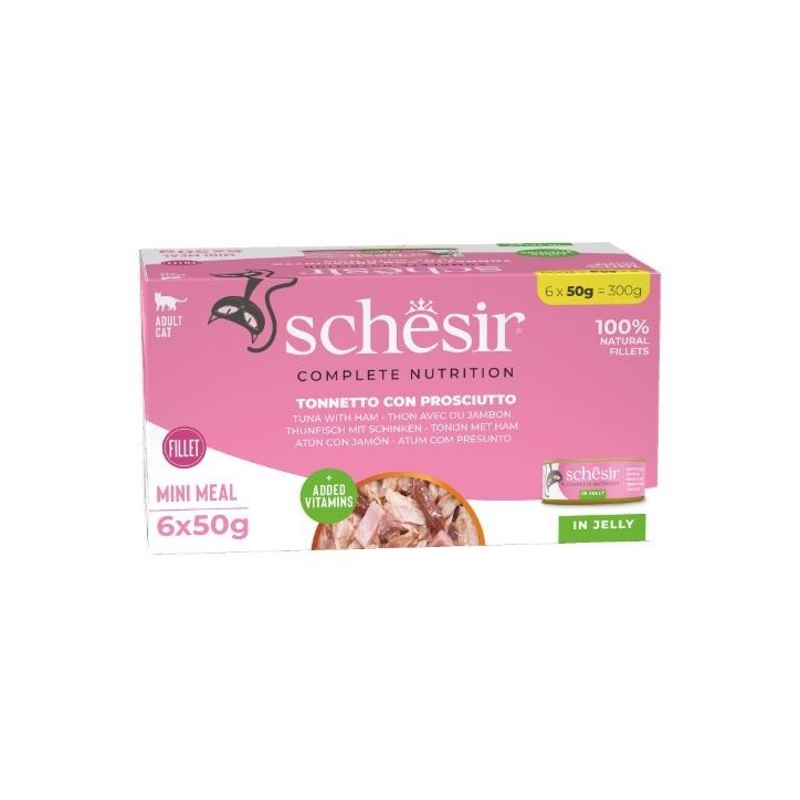 Schesir Llaunes Gat de Tonyina amb Pernil Multipack 6Ux50 g 6 8 X 6
