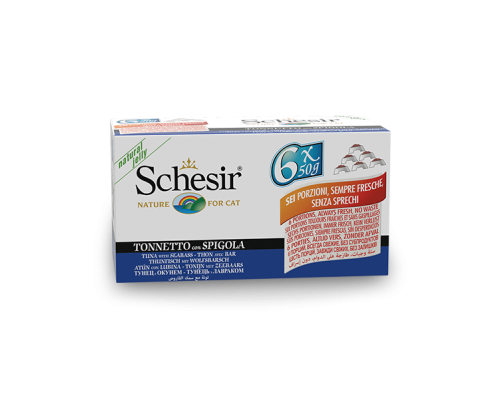 Schesir Llaunes Gat de Tonyina amb Llobarro Multipack 6Ux50 g 6 8 X 6