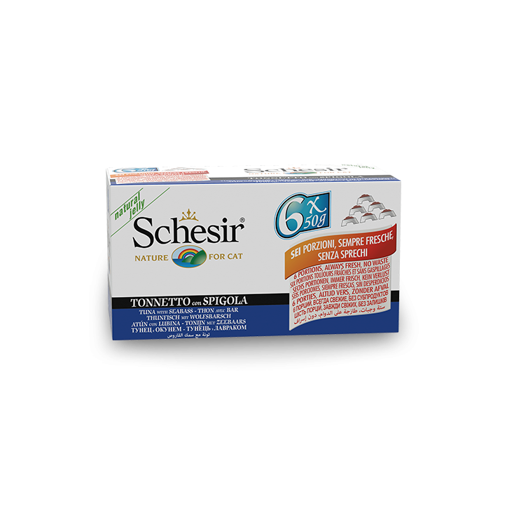 Schesir Llaunes Gat de Tonyina amb Llobarro Multipack 6Ux50 g 6 8 X 6
