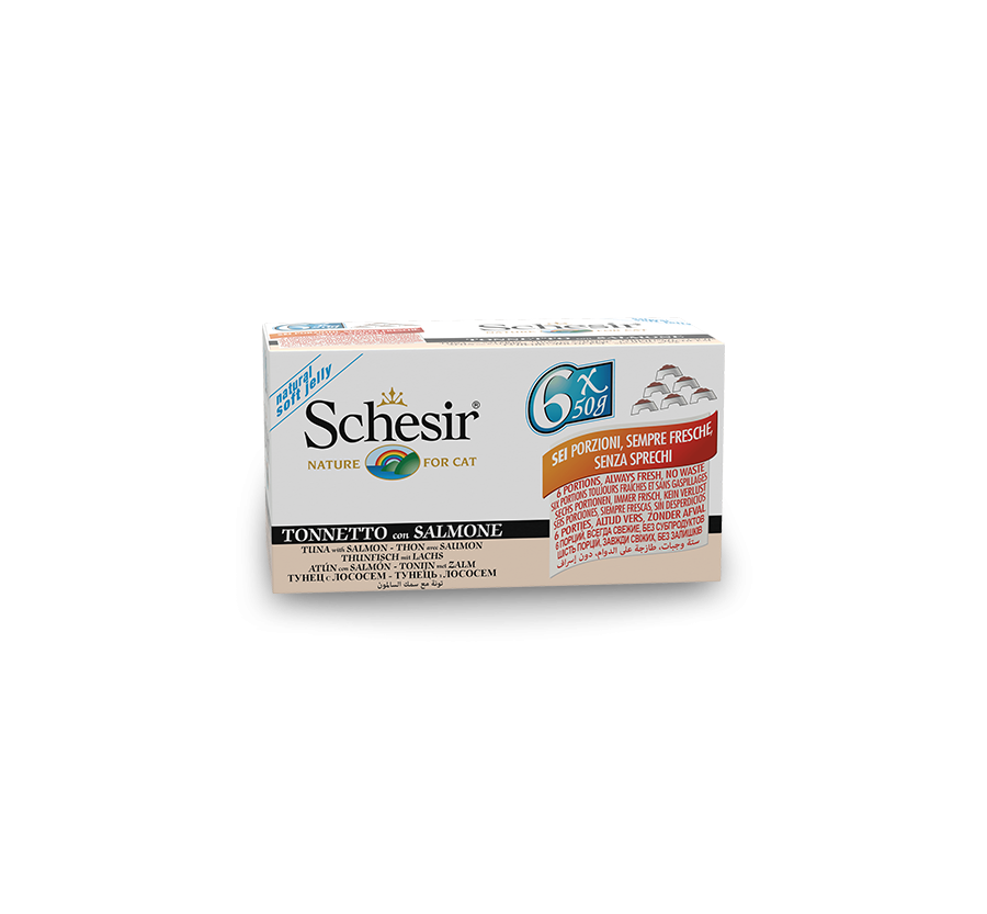 Schesir Llaunes Gat de Tonyina amb Salmó Multipack 6Ux50 g 6 8 X 6