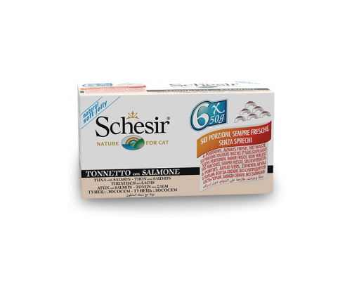 Schesir Llaunes Gat de Tonyina amb Salmó Multipack 6Ux50 g 6 8 X 6