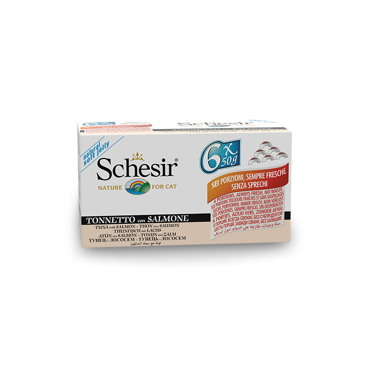 Schesir Llaunes Gat de Tonyina amb Salmó Multipack 6Ux50 g 6 8 X 6