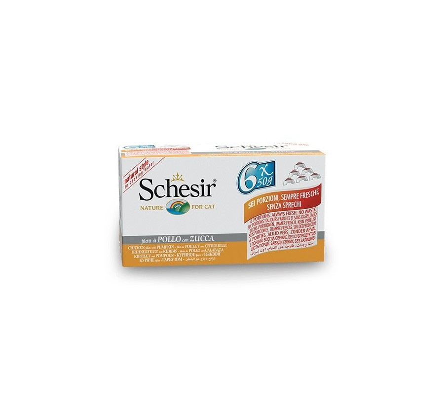 Schesir Llaunes Gat de Pollastre amb Carbassa Multipack 6Ux50 g 6 8 X 6