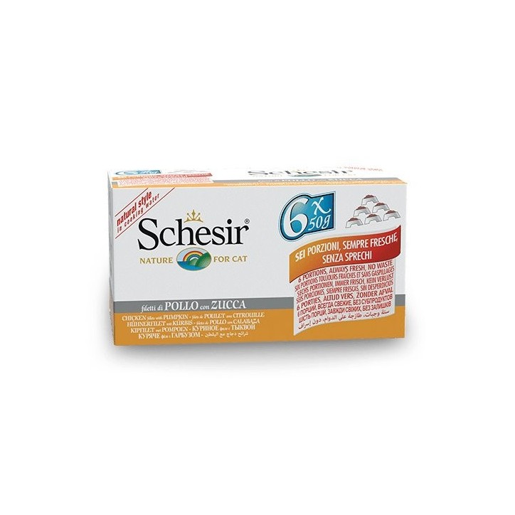 Schesir Llaunes Gat de Pollastre amb Carbassa Multipack 6Ux50 g 6 8 X 6